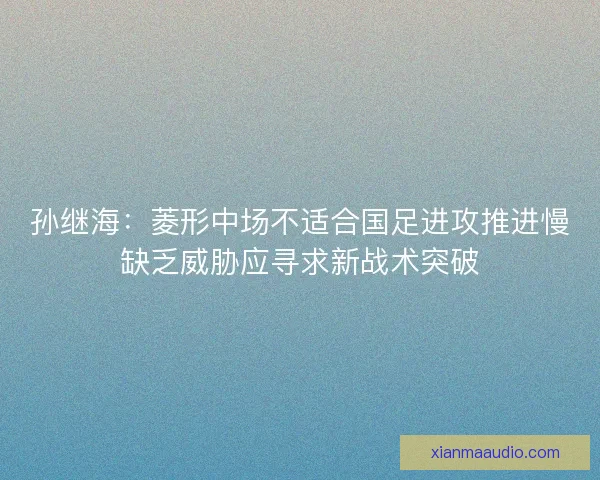 孙继海：菱形中场不适合国足进攻推进慢缺乏威胁应寻求新战术突破